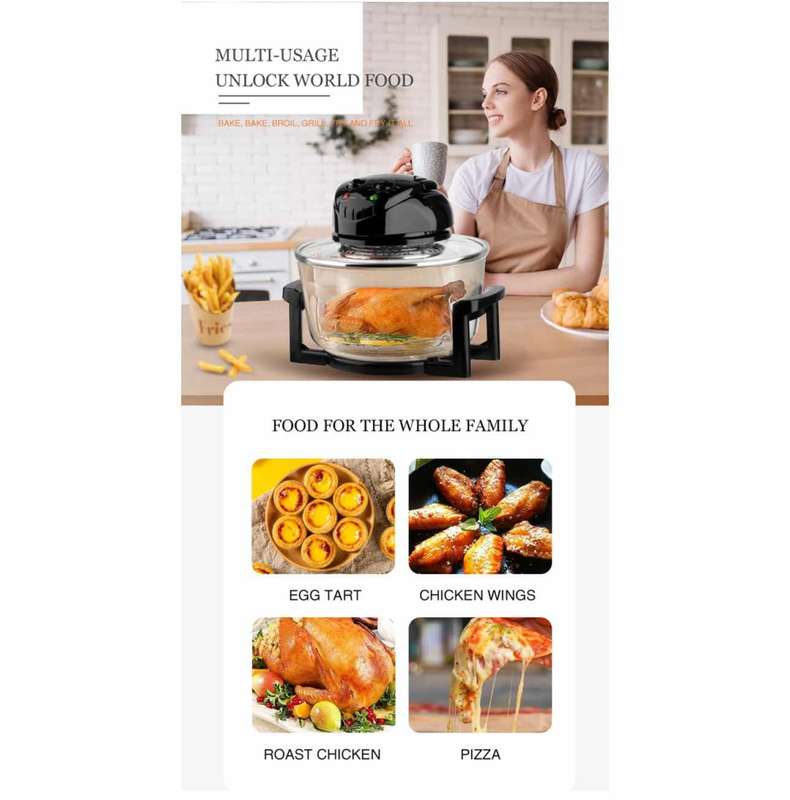 Raf 12 liter Air Fryer Multi-cooker GlassElectric Convection Halogen Oven