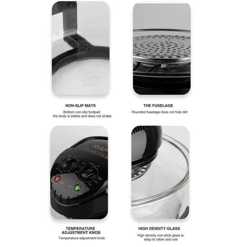 Raf 12 liter Air Fryer Multi-cooker GlassElectric Convection Halogen Oven