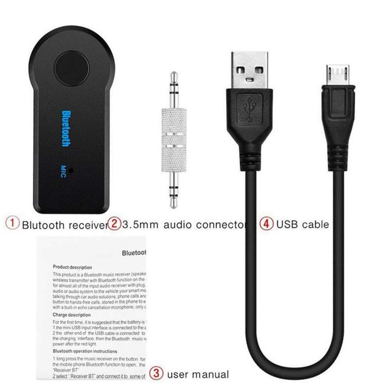 Cell N Tech Wireless Stereo Audio Music Receiver 3.5mm Handsfree Car AUX