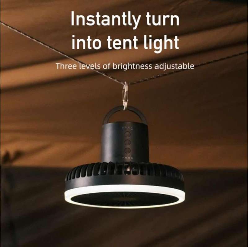 Outdoor Rechargeable Portable Fan with LED Light + Remote + Stand -4000mah