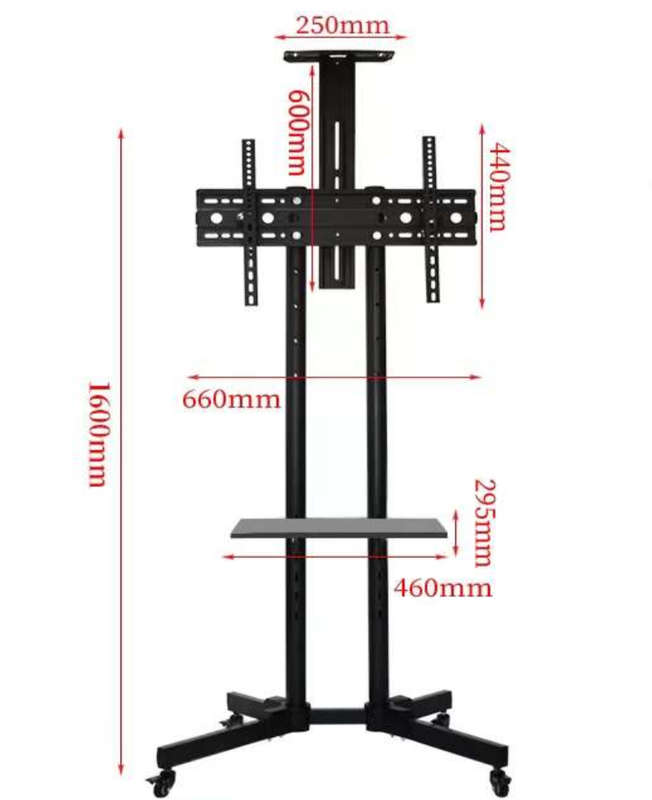 Anchor 32"-65" TV Mobile Portable Shelf Trolley Lockable Wheels Shelving Stand
