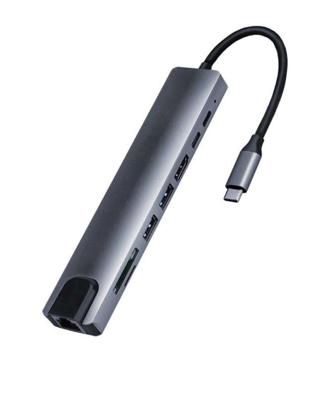 Multi-functional 8-in-1 USB-C Adapter Hub Docking Station