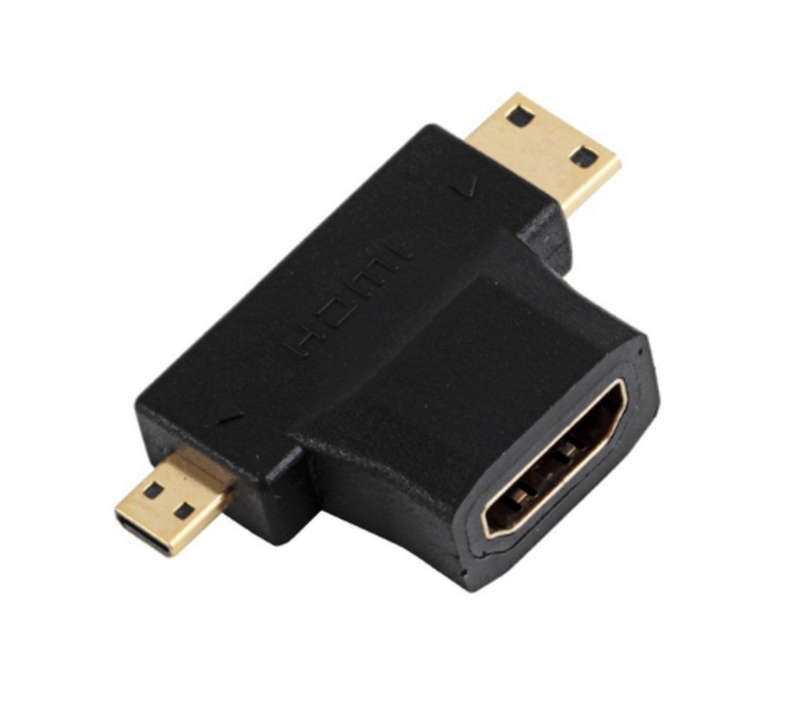3 in 1 Mini + Micro Male HDMI to HDMI Female Adapter
