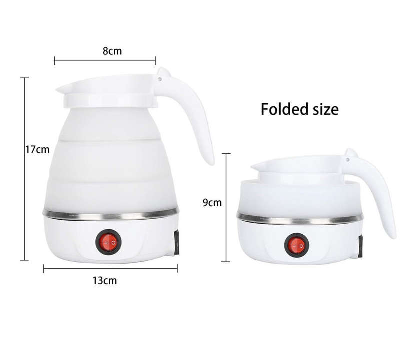 Portable Silicone Collapsible Travel Electric Kettle - White