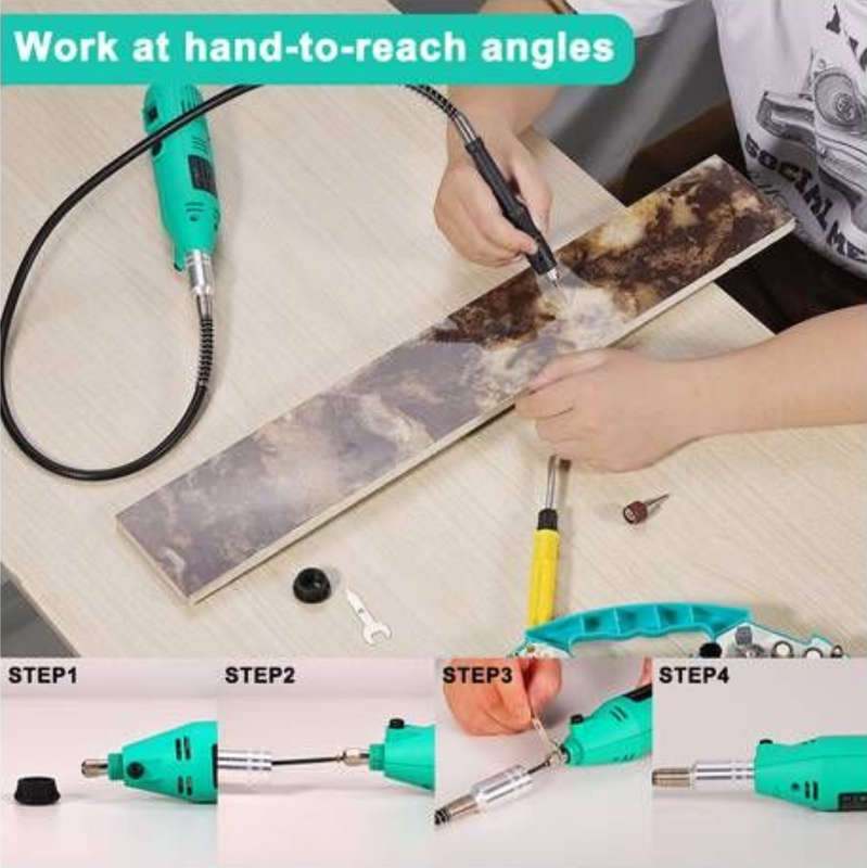Blue Carbon Mini Tool Kit 130W Rotary Tool With Flexible Shaft set of 211