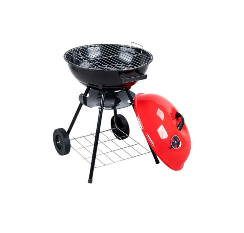 Black & Red Large Stainless Steel Portable Barbecue Grill 17 Inch