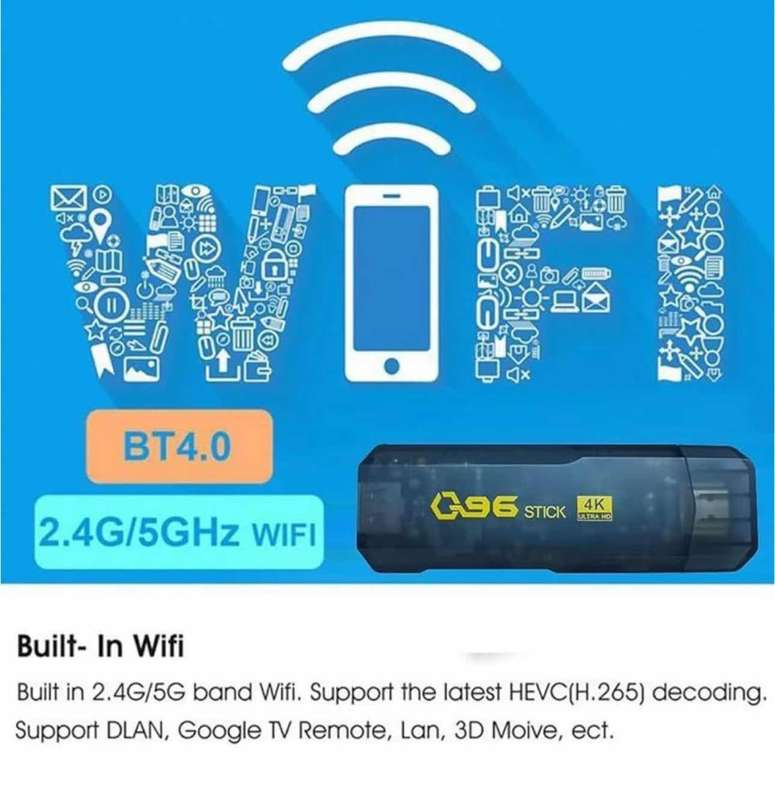 Q96 Stick Dongle Smart TV Box 8GB+128GB TV Stick Android