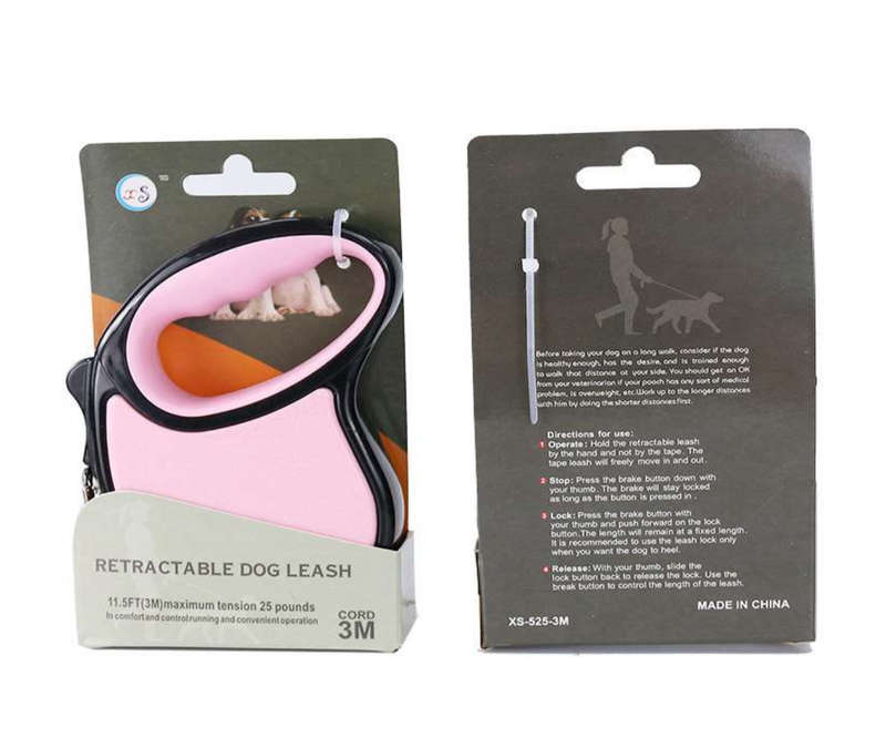 3M Automatic Retractable Dog Leash, High-Density Nylon Rope, One-Hand Pause