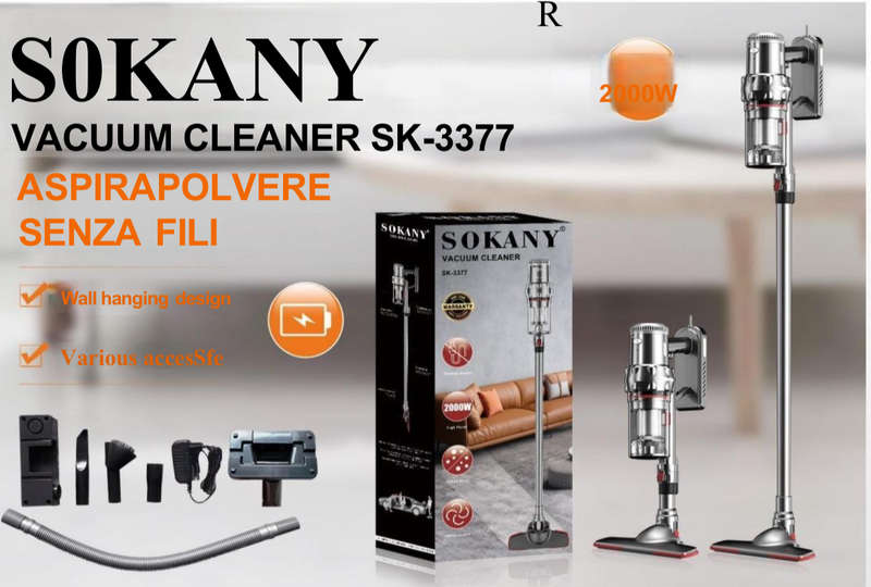 Sokany - Wireless Super Suction Advance Vertical Vacuum Cleaner (sk-3377)