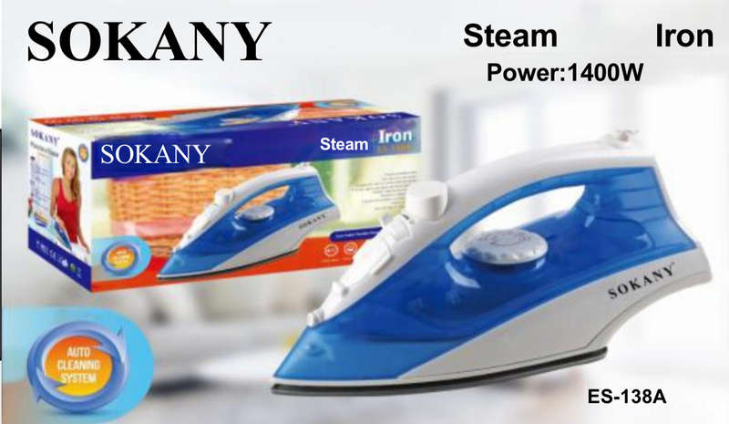 Sokany Ceramic Plate Non-Stick Steam Iron - ES-138A