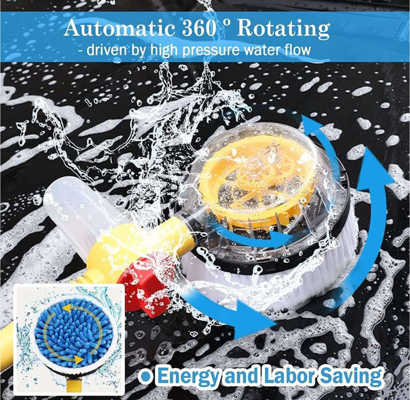 360 Rotating Car Wash Brush With Long Handle SET