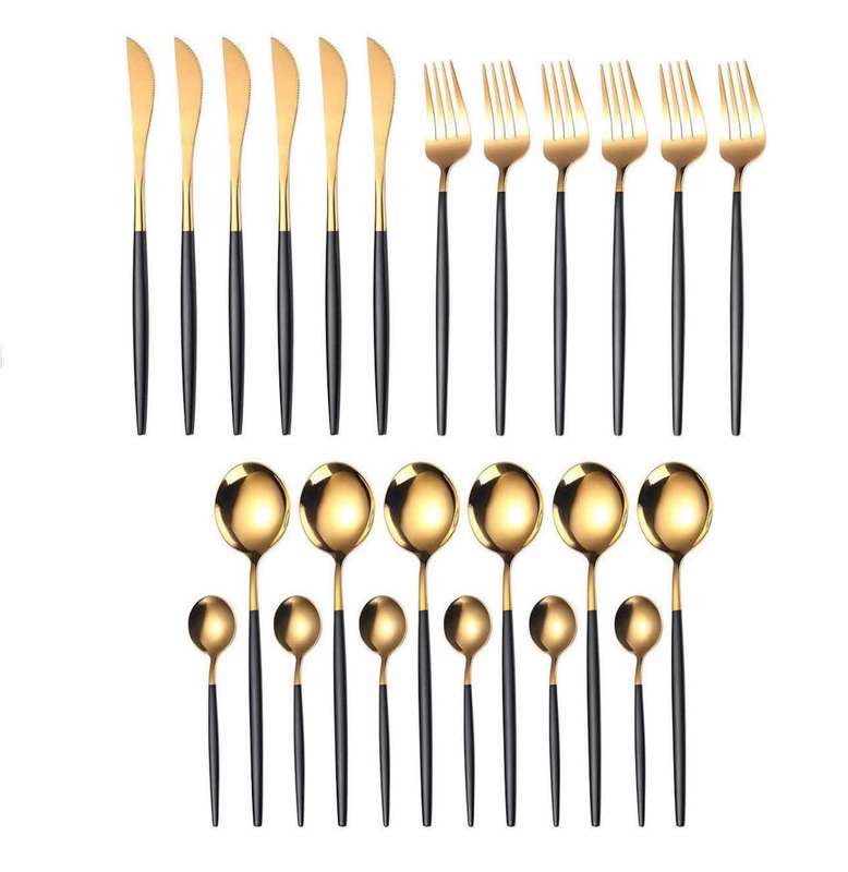 Exquisite 24 Piece Stainless Steel Cutlery Set - Rust-Resistant