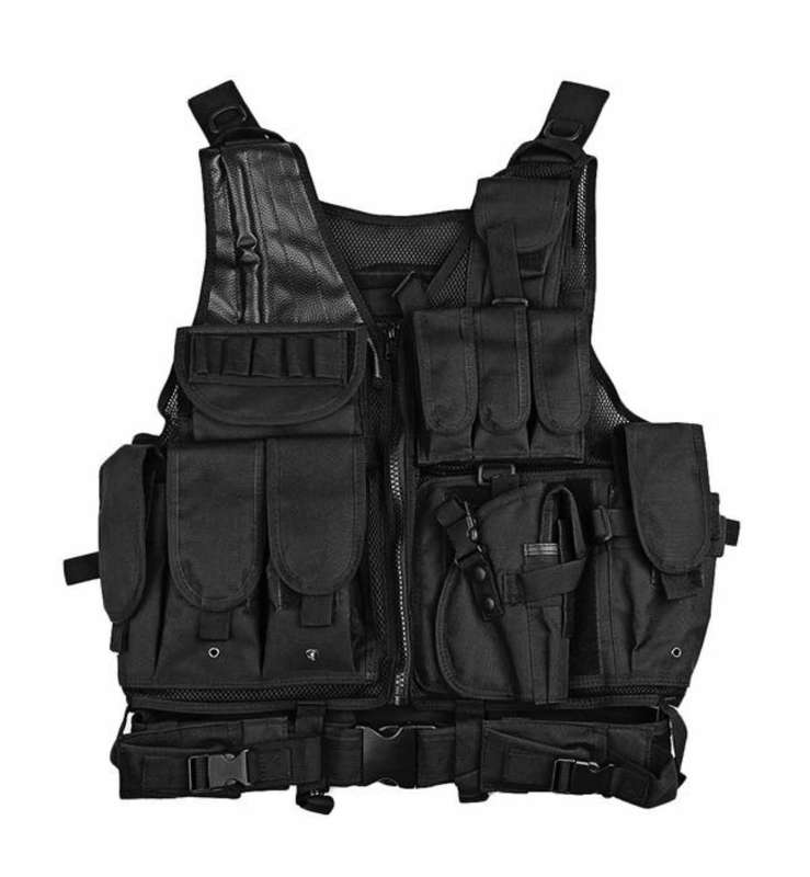Breathable Tactical Vest with Numerous Pouches - Black