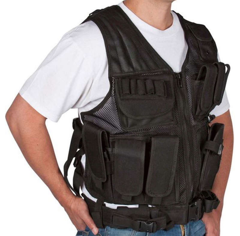 Breathable Tactical Vest with Numerous Pouches - Black