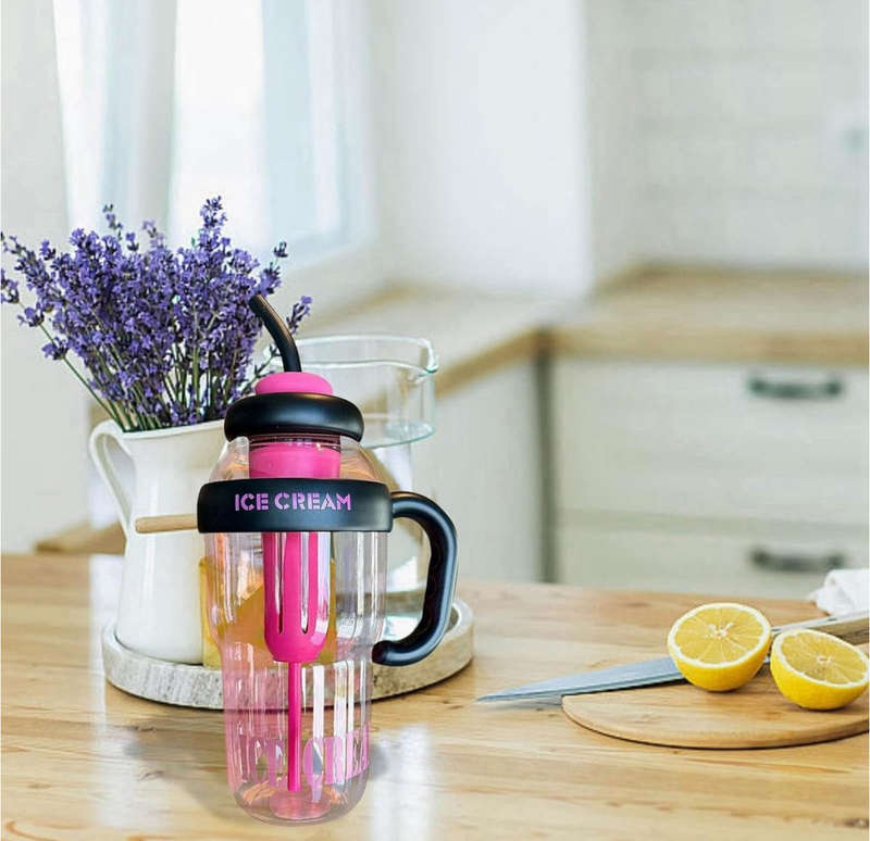 Portable Plastic Water& Icecream Bottle 1200ml With Tea Infuser Straw