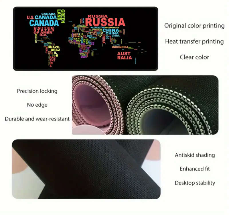 Thickened Natural Rubber Non-slip Funny Letter World Map