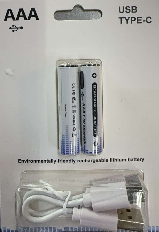 USB Rechargeable Batteries x 2 - AAA