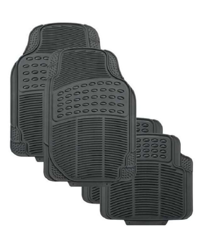 4 Pieces Universal Car Rubber Floor Mats (Black)
