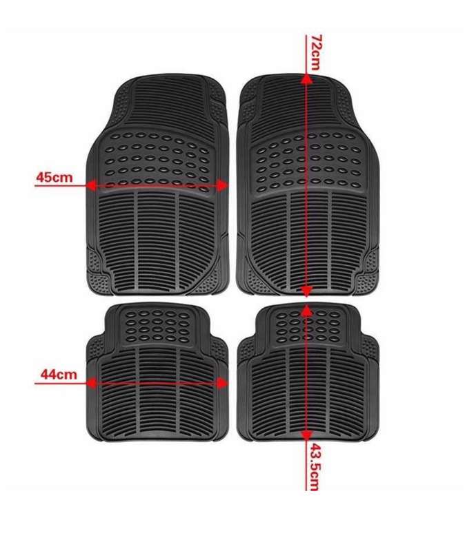 4 Pieces Universal Car Rubber Floor Mats (Black)