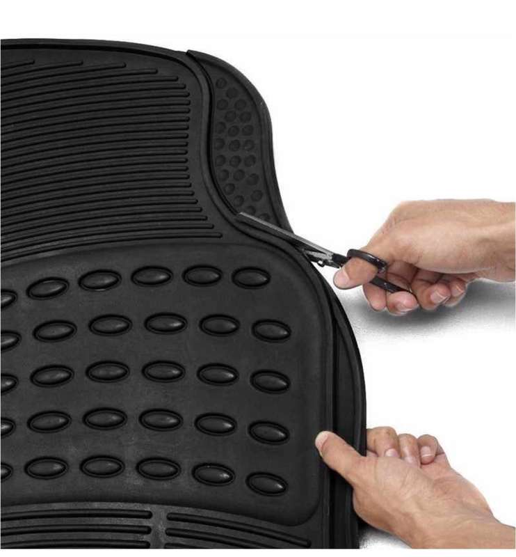 4 Pieces Universal Car Rubber Floor Mats (Black)