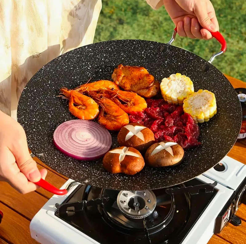 Outdoor Camping Iron Grill & Frying Plate 38CM