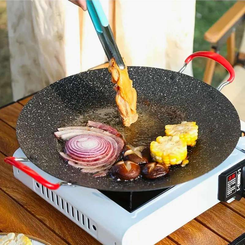 Outdoor Camping Iron Grill & Frying Plate 38CM