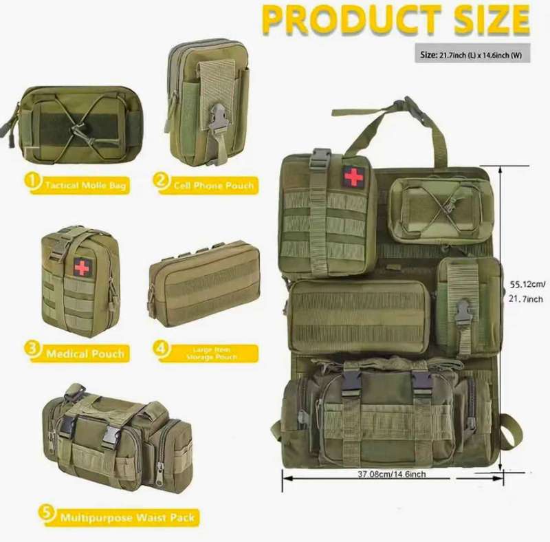 Multi-function Tactical Car Back Seat Hanging Pouch Organizer