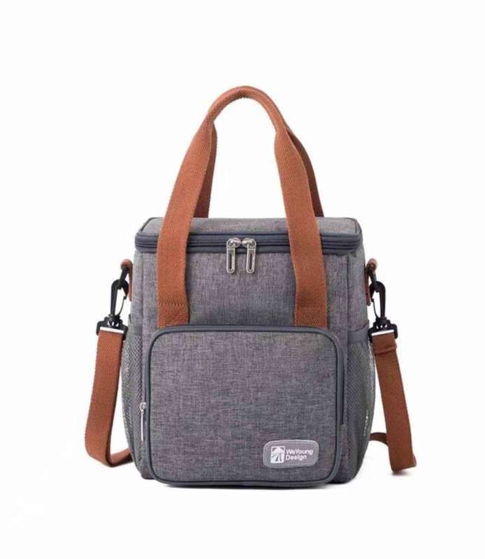 Insulated Leakproof Lunch Bag with Shoulder Strap and 3 Compartments Grey
