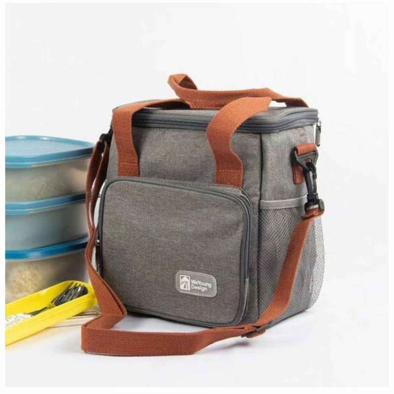 Insulated Leakproof Lunch Bag with Shoulder Strap and 3 Compartments Grey