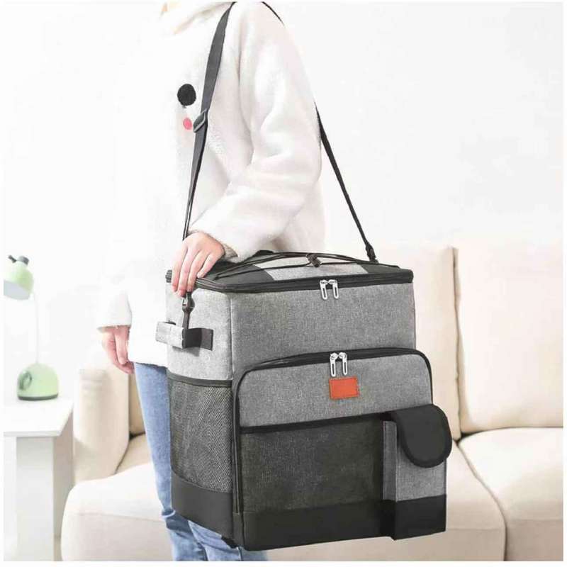 Foldable Insulated Trolley With Wheels Picnic Keep Warm Cooler Bento Bag
