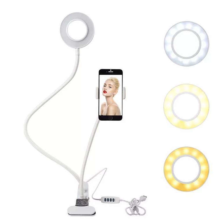 Clip-On Selfie Ring Light With Phone Holder Stand