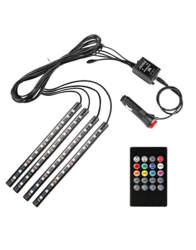 RGB Car Atmosphere Strip Light with Wireless Remote Control 12 x 4 LED