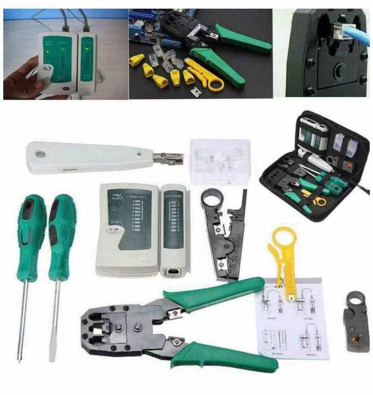Tool Kit LAN Crimper Down Wire Stripper Cat5 6 RJ45 BAG PK