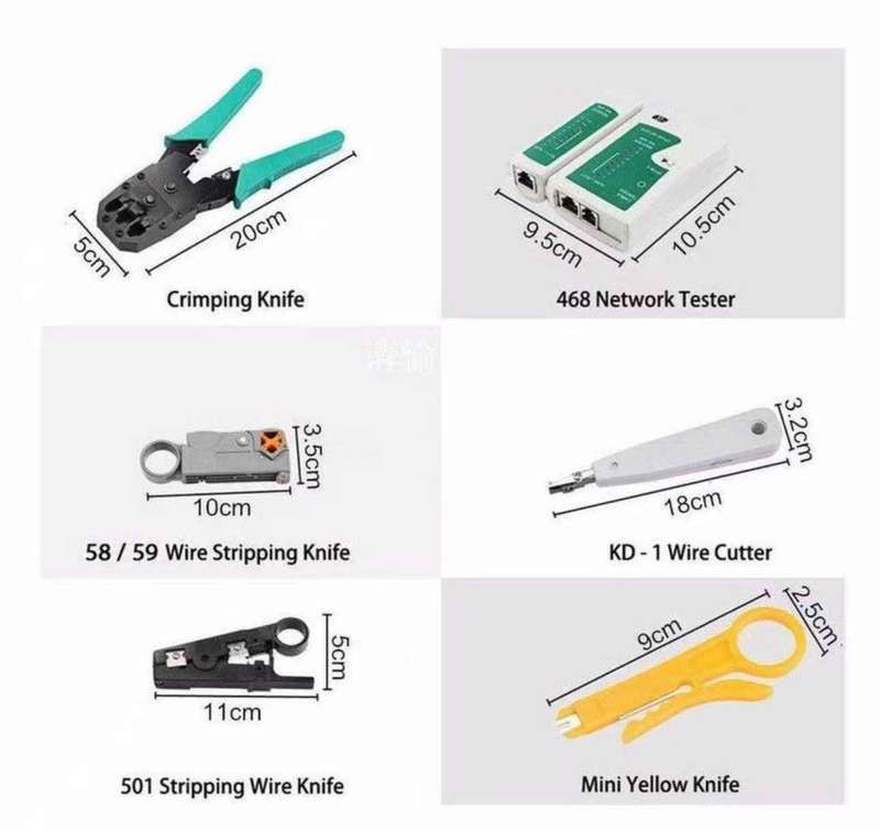 Tool Kit LAN Crimper Down Wire Stripper Cat5 6 RJ45 BAG PK