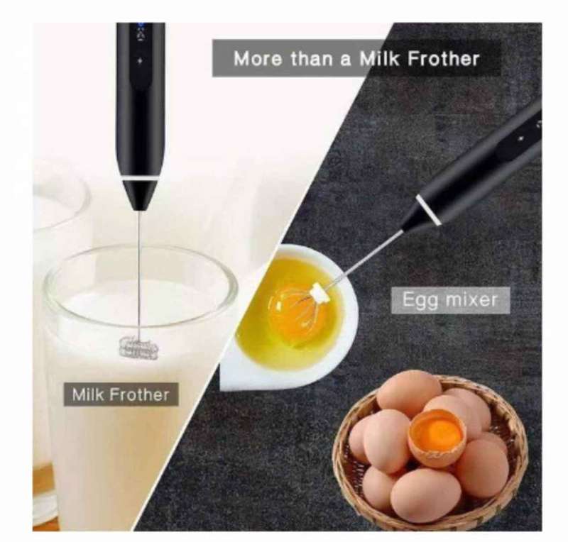 USB Rechargeable Electric Milk Frother With Double Whisk