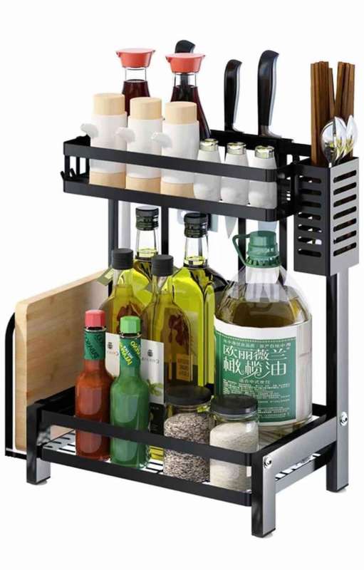 2 Level S/S Kitchen Counter Shelf Spice Rack