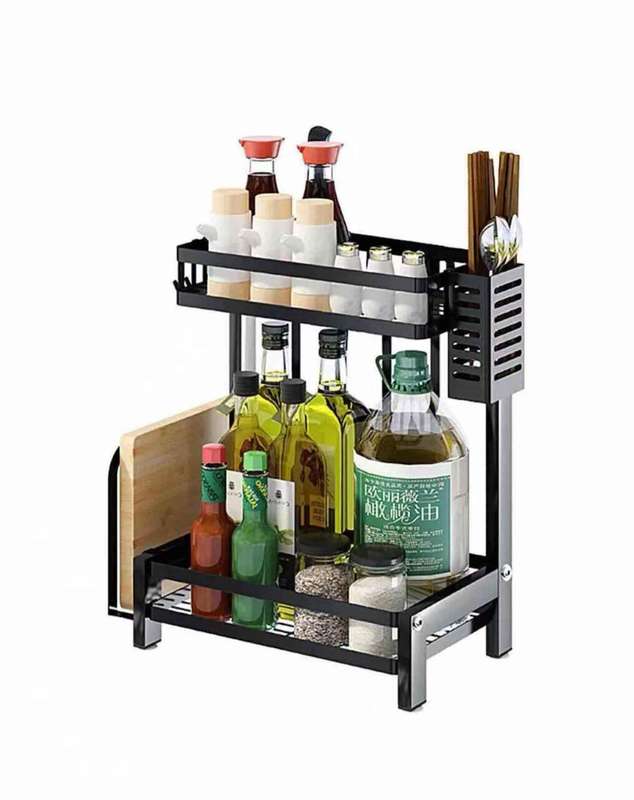2 Level S/S Kitchen Counter Shelf Spice Rack