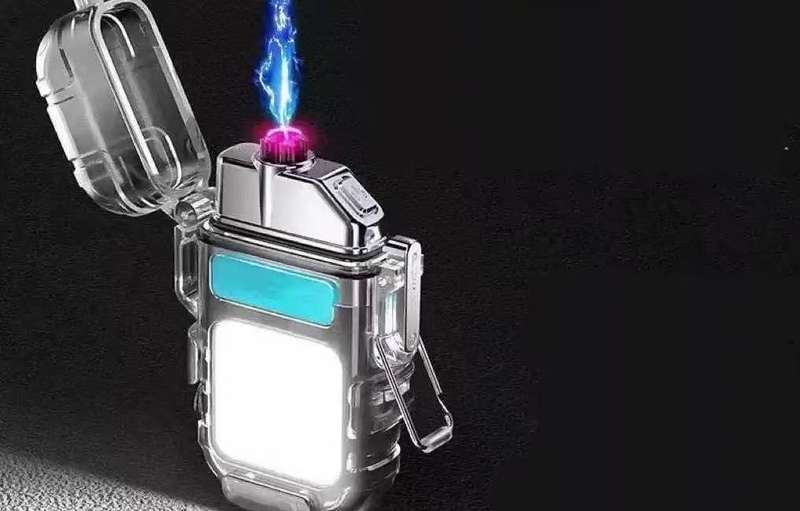 Rechargeable flashlight with electric lighter