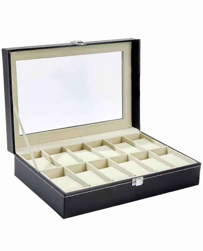 12 Slots - Leather Watch Storage Case/Visual Jewelry Storage Case