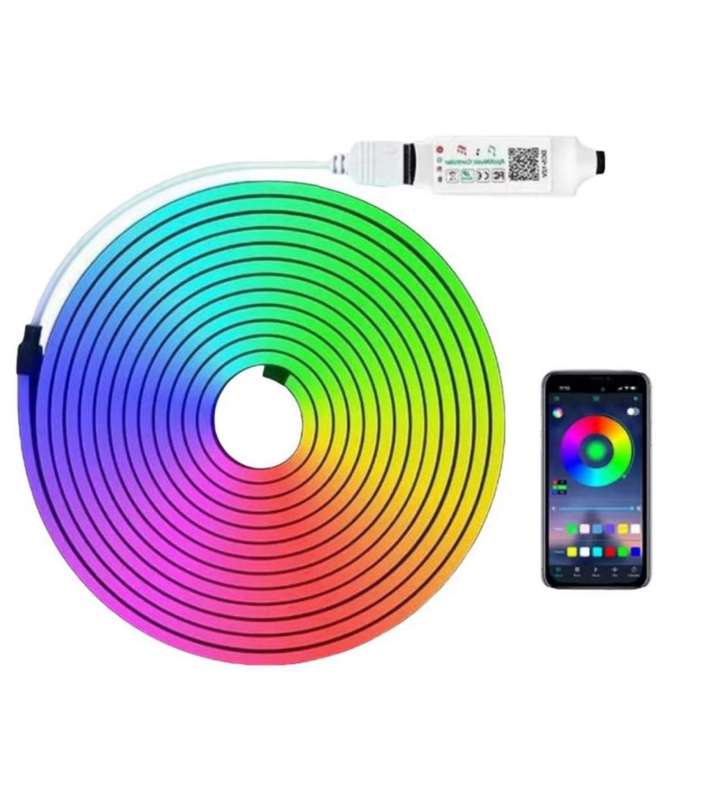 RGB-LED Neon Rope Lights Controlled by Mobile App 5M