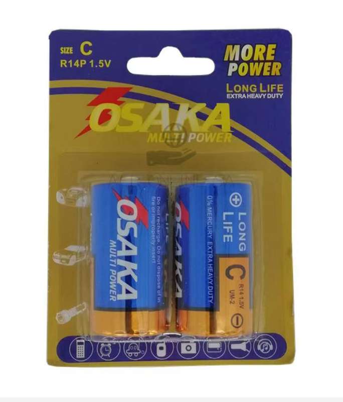 Osaka Battery R14P C 1.5V -1 pack 2Pcs