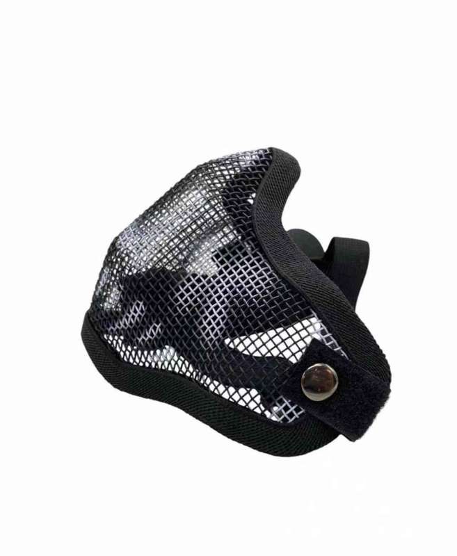 Skull Metal Mesh Lower Half Airsoft Mask - Black Skull