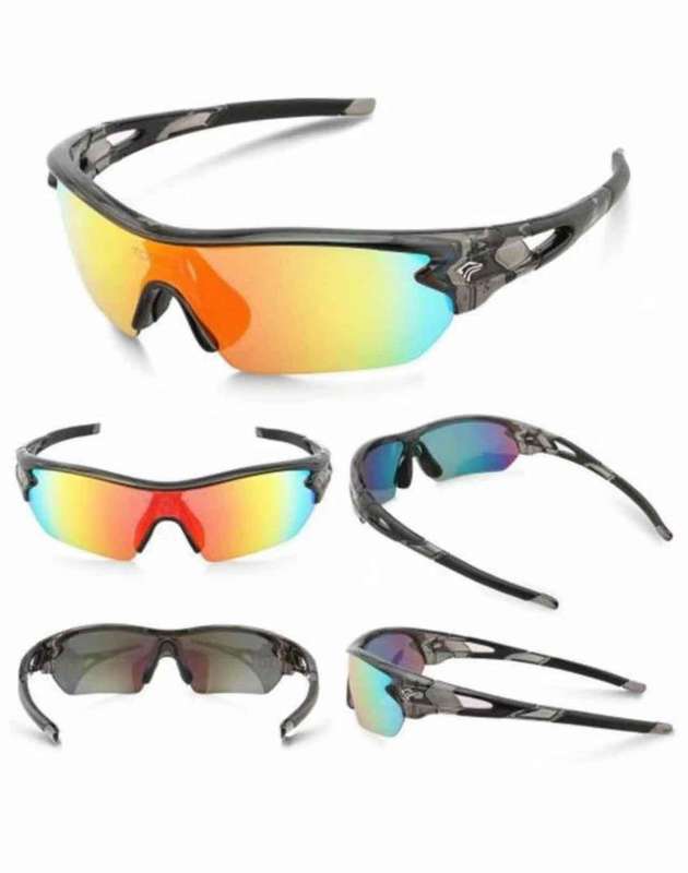 Sports Goggle Sunglasses with 5 Interchangeable Lenses Black