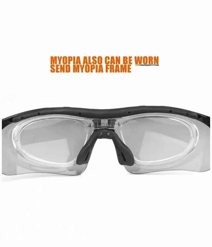 Sports Goggle Sunglasses with 5 Interchangeable Lenses Black