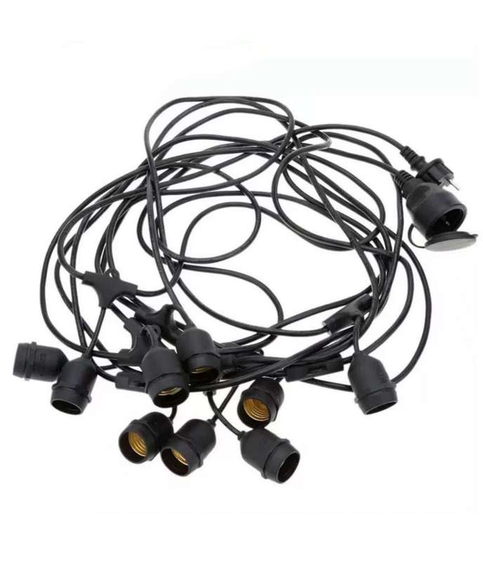 Outdoor String Light Fitting - 7.5m x 12 E27 Lamp Holder