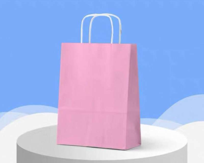 Kraft Paper Gift Bags(12 pcs / one pack - Pink size : 21*27CM