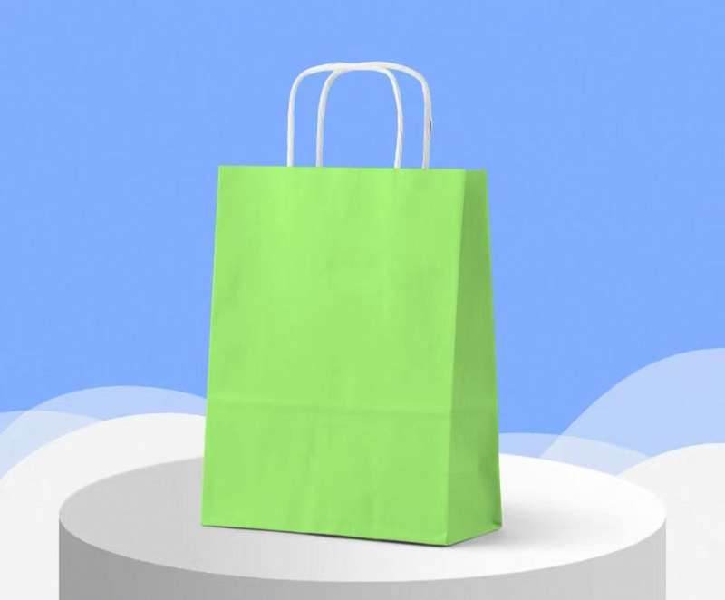 Kraft Paper Gift Bags(12 pcs / one pack - Green size : 21*27CM