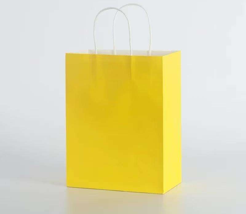 Kraft Paper Gift Bags(12 pcs / one pack - Yellow size : 21*27CM