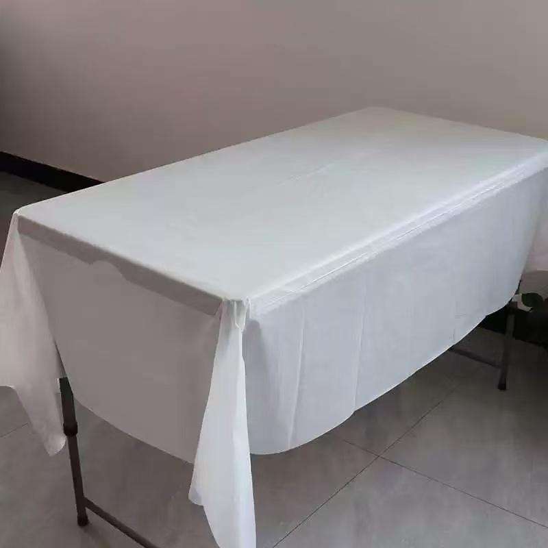 Disposable party tablecloth PE plastic cloth birthday desser size :137*183CM-White
