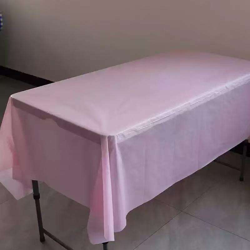 Disposable party tablecloth PE plastic cloth birthday desser size :137*183CM-Pink